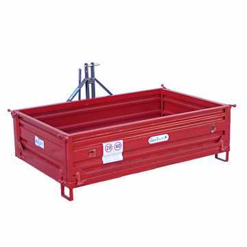 GeoTech TRP 200 Tractor Transport Box – Lifting Bucket – tilting unit – 3-side hinged removable tail doors