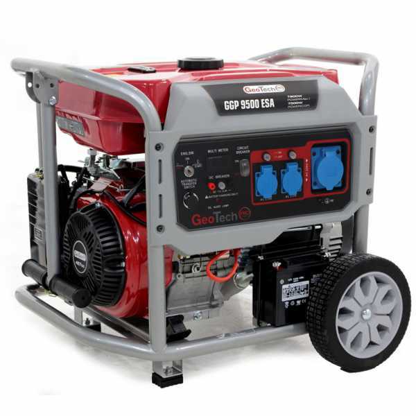 Stromerzeuger 230V einphasig GeoTech Pro GGP 9500 ESA – 7,5 kW – mit Rädern – mit E-Starter