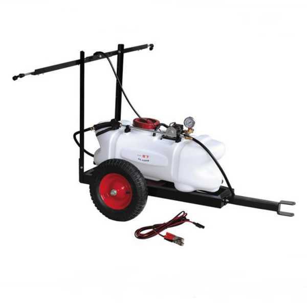 60 L Tank for Spraying and Weeding on Trolley for Riding-on Mowers, 12 V Battery-powered Electric Pump