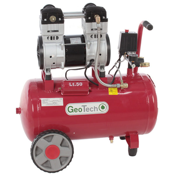 Leiser elektrischer Kompressor 50 Lt oilless GeoTech S-AC 50-10-15C – Motor 1.5 PS