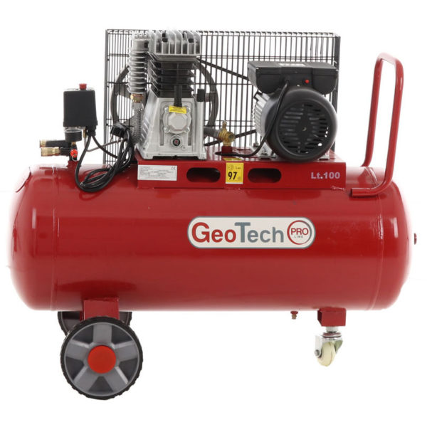 Compresseur électrique à courroie Geotech BACP100-8-2 moteur 2 HP – 100 L – puissance 8 bars