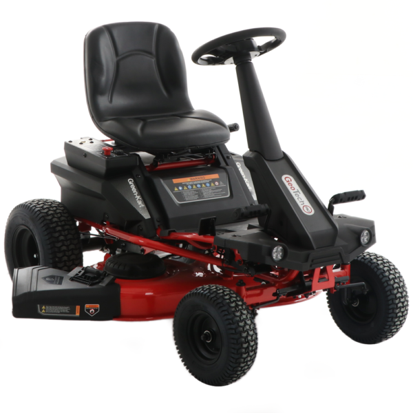 GeoTech-Pro Green-Kart 76 Battery-powered Riding-on Mower – 48 V/50Ah Battery-powered Motor – Side Discharge and Mulching